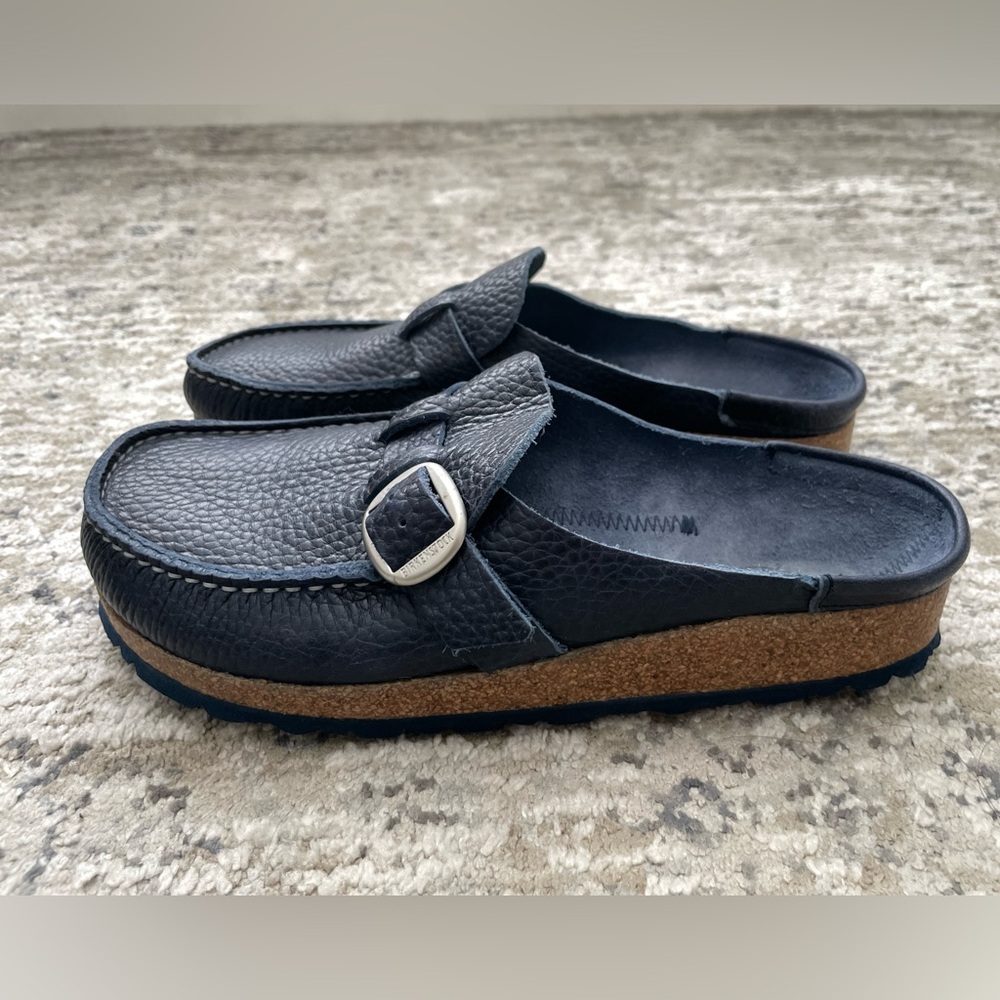 Birkenstock Buckley 39 Navy Blue Leather Clog Size 8 Womens - Picture 12 of 13